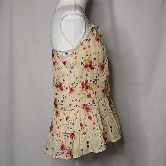 Mossimo Floral Semi-Sheer Ruffled Racerback Tank S - Picture 4 of 8
